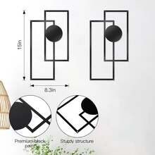 2pcs Metal Abstract Wall Art, Modern Geometric Decor (Black) - Black - View 3