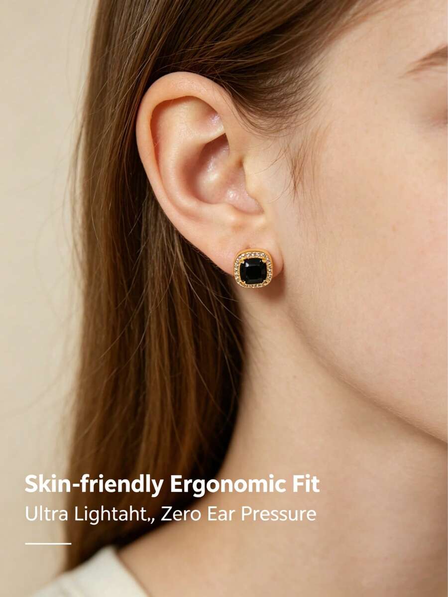 1 Pair Gold Elegant Exquisite Jewelry Cute Summer Vintage Fashion Minimalist Niche Elegant Versatile Dangle Artificial Zirconia Pierced Ear Stud Earrings Set Suitable For Women Daily Wear Holiday Wedding Banquet - Gold - View 1