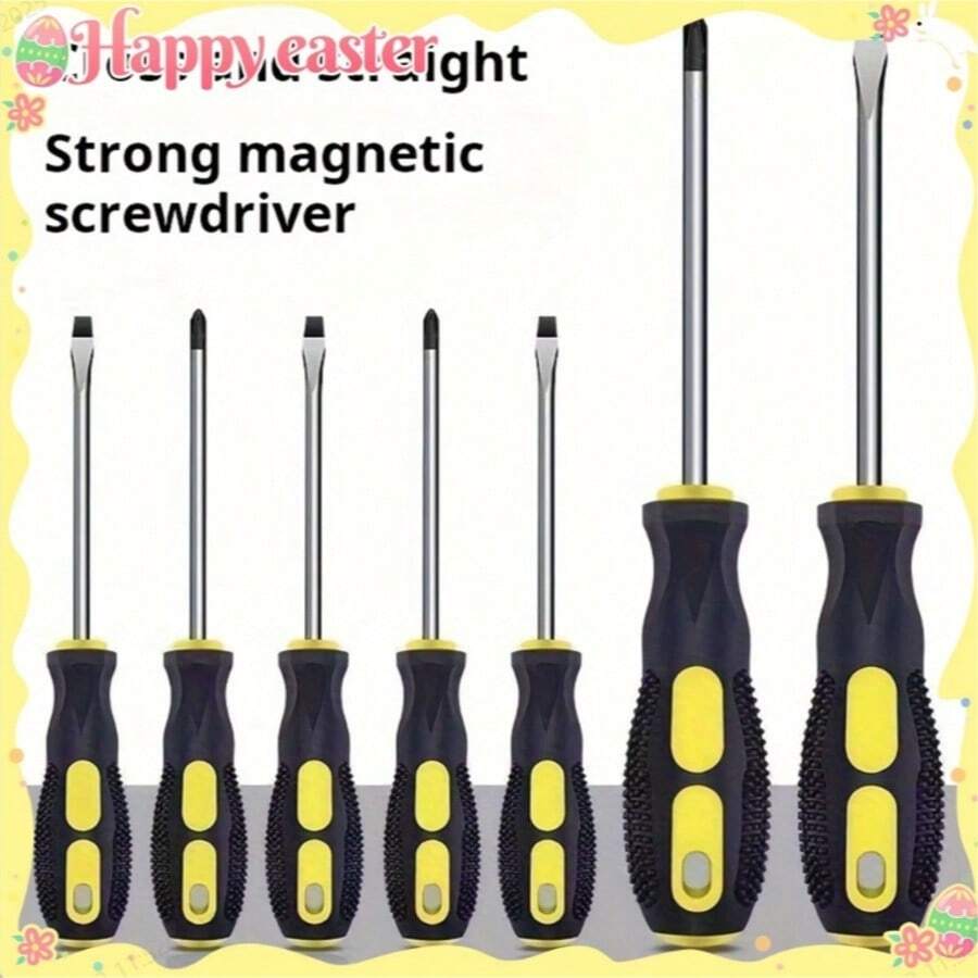 Professional Magnetic Screwdriver Set: Includes And Flat Head Bits - Chrome Vanadium Steel Construction - Multicolor - View 1