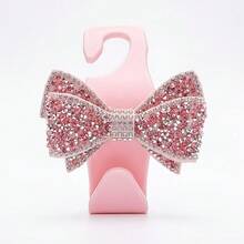 Rhinestone Bow Car Seat Hook, Multifunctional Hidden Car Hook, Cute Sparkling Back Seat Storage Hook, Car Interior Organizer Decoration, Universal Fit, No Damage To Seats, Essential For Hanging Bags And Milk Tea - A - View 13