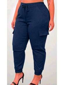 Women's Plus Size Cargo Jogger Pants Sizes G1 To G3 – Comfort And Style - Biru - View 6