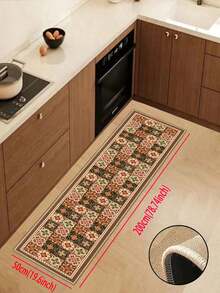 1pc European-Style Symmetrical Floral Tile Retro Kitchen Mat, Made Of 3.5 Mm Soft Rubber Material, Water-Absorbing Mat, Suitable For Use In Kitchens, Bathrooms, Living Rooms, Outdoor Door Mats, Kitchen Floor Mats, Home Decor Items, And Bathroom Mats. - Multicolor - View 12