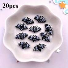 2D Flat 10pcs Mini Black Bat Decorations - Colorful Resin Material, Flat Back Design, Suitable For DIY Scrapbooking And Halloween Nail Art Decoration, Perfect For Halloween Decor - A - View 8
