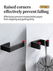 Drill-In Installation Bathroom Storage Set, Stainless Steel Towel Bar, Thickened Square Tube Toilet Paper Holder, Multi-Purpose Hooks, 3/4 Pieces - Multicolor - View 5