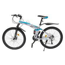Foldable Mountain Bike, 21 Speed Mountain Bike, Mountain Bike For Youth Adult - Blue & White - View 1