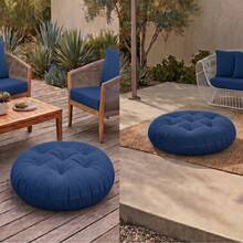 Ultra-Comfortable Round Seating Cushion - 40x40 Cm Fluffy Style - Navy Blue - View 2
