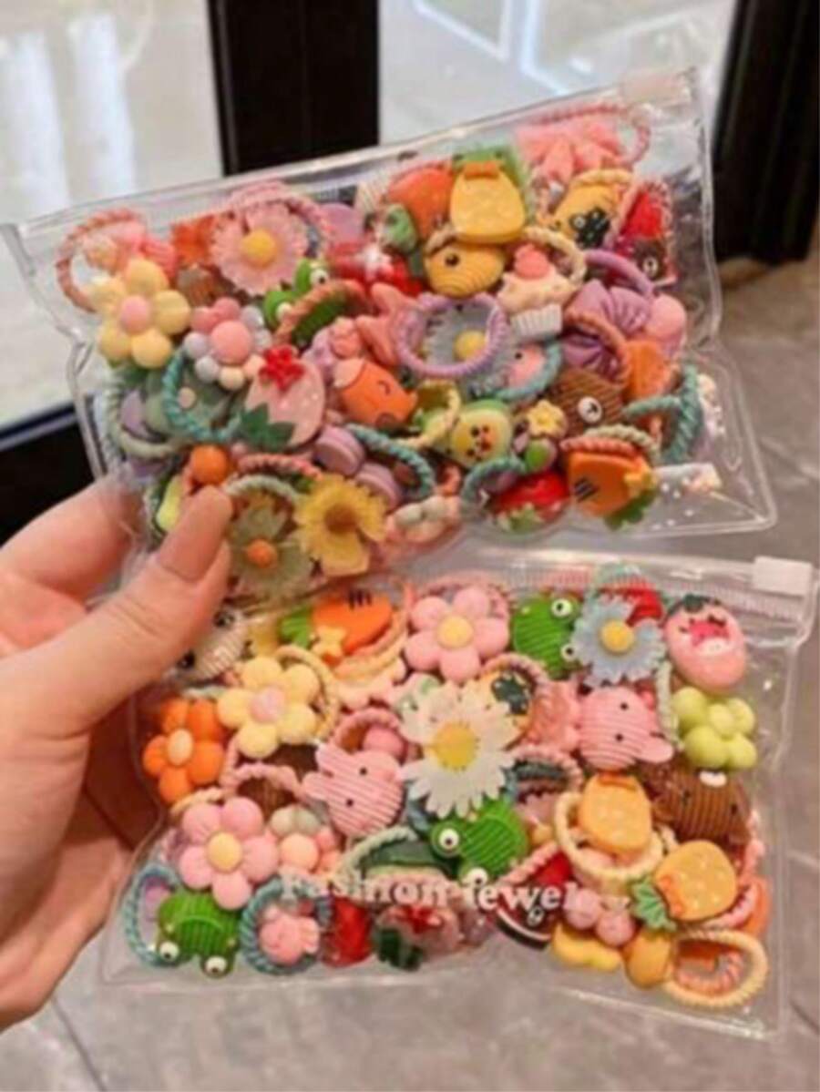 60/40/20pcs Mixed Color Cute Hair Tie Set - Colorful Elastic Hairbands For Women And Girls, Suitable For Ponytails And Braids, Home Bathroom Decor, Holiday Essentials, Back To School Season, School Opening Season Hair Accessories, Teacher Gifts, Gifts For Women, Holiday Accessories - Random - View 1
