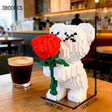This 3800-Piece Building Block Romantic Bear, Holding A Single Rose, Is A Perfect Gift And An Excellent Choice For Couples And Parents. The Assembly Difficulty Is High. It Is A Perfect Gift For Christmas, Halloween, And The Back-To-School Season. - Multicolor - View 11