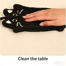 2-Piece And 1-Piece Wall-Mounted Black Cat Hand Towels, Kitchen Heat-Resistant Mats, Thickened Absorbent Coral Fleece Cleaning Cloths And Hand Towels - Black Cat - View 7