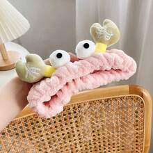 1pc Cute Crab-Shaped Headband Made Of Thick And Comfortable Coral Fleece, Featuring Excellent Elasticity And Soft Touch. Designed With Vivid 3D Adhesive Eyes And Embroidered Heart Crab Claws, It Can Firmly Hold Loose Hair During Face Washing, Makeup And Skincare. Non-Slip And Lightweight, The Adorable Cartoon Style Brings Fun To Daily Beauty Routines, Making It An Ideal Cute Gift For Teenage Girls And Women For Shower, Spa And Everyday Use. - One Size Fits All - View 11