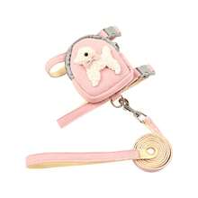 1pc Cute Cartoon Puppy Backpack Harness Dog Leash Set, Adjustable Soft Pet Harness With Storage Pouch, Comfortable No-Choke Vest For Small And Medium Dogs, Dog And Cat Supplies, Suitable For Outdoor Walking - Pink - View 6