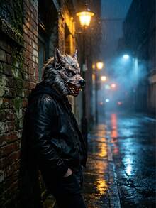 Realistische graue flauschige Werwolf Vollgesichtsmaske, atmungsaktive gruselige Wolfskopfmaske für Erwachsene, geeignet für Halloween-Party, Cosplay, Geisterhaus, Escape-Room Rollenspiel Kostümdekoration - Mehrere Stile - Übersicht 6