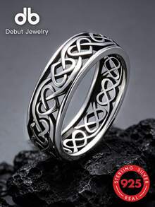 S925 Sterling Silver Unisex Celtic Knot Ring, Infinity Heart-To-Heart Ring, Vintage Hollow Irish Infinity Knot Band, Classic Celtic Wedding Ring Couple Set, Versatile Personalized Jewelry, Gift Box Packaging - Infinite Heart-to-heart Ring - View 7