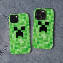 Minecraft 1件裝 Creeper 像素風手機殼，綠色方塊 3D 紋理，柔軟防摔保護殼，遊戲玩家專屬配件，創意個性化裝飾殼，重現經典 MC 元素 - 彩色 - 查看 1