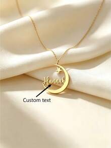 Collar personalizado de luna creciente & estrella, versátil para uso diario, regalo perfecto para graduación, vuelta a la escuela, cumpleaños, Día de San Valentín, Navidad, Año Nuevo - Multicolor - Ver 1