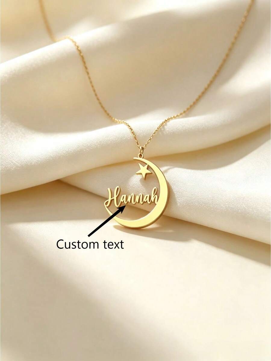 Collar personalizado de luna creciente & estrella, versátil para uso diario, regalo perfecto para graduación, vuelta a la escuela, cumpleaños, Día de San Valentín, Navidad, Año Nuevo - Multicolor - Ver 1