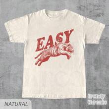 Easy Tiger Shirt, Retro Boho-Shirt, Unisex Ästhetisches Shirt, Oversized Graphic Tee, Hippie-Kleidung,-Shirt, Tiger-Grafik--Shirt - Farbe 2 - Übersicht 1