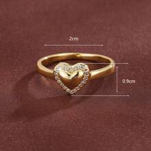 1pc Fashion Heart Shaped Design Cubic Zirconia Inlaid Women's Ring, Couple Gift - Multicolor - View 5