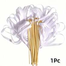 20/10/1 Pc White Lace Ribbon Wand, Silk Fairy Wand With Gold Bells, Wedding Ribbon Streamers, Suitable For Wedding, Party, Birthday, Holiday Decoration And Event Props Party Wand, Party Favors, Wedding Party Event Decoration, Holiday Birthday Celebration - 彩色 - 查看 9