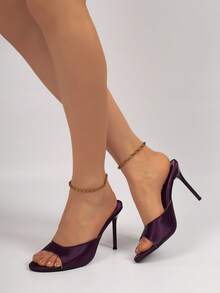 2026 Spring/Summer New Women's Mule Sandals With Medium-Thin Low Heel,Stiletto Heels - Purple - View 6