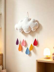 1PC/3pcs Pastel Felt Cloud & Raindrop Wall Decor - Kids Room Cute Weather Theme Decoration,Room Decor,Baby Stuff,Home Decor,Kids Room Decor - Multicolor - View 7