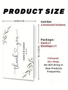 Personalized Wedding Thank You Cards, Customizable Name And Date, Elegant Green Leaf Design, Suitable For Gift Packaging - Multicolor - View 9