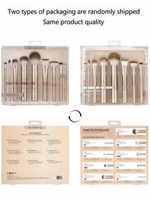 Real Techniques Au Naturale Makeup Brush 9 Piece Set, For Liquid, Cream, & Powder Eyeshadow, Foundation, Blush, Bronzer & Contour, Travel Friendly, Stocking Stuffer, Gift Set, - Apricot - View 10