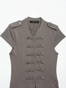 DEEKA Autumn New Women's European And American Style Fashion Minimalist Versatile Zipper Button Decor Vest Summer - Dark Khaki - View 5