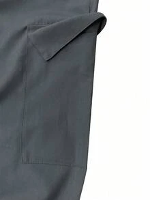 Plus Size Men's Long Pants Spring Autumn Solid Color Sports Multi-Pocket Outdoor Cargo Pants Straight Leg Zipper Sweatpants Fall - Grey - View 5