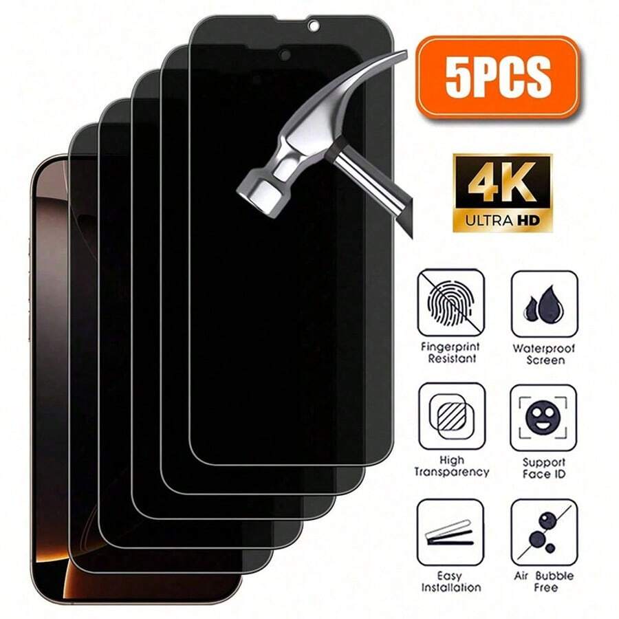5-Piece Package Compatible With IPhone 17Promax 17 17Pro 13 13pro 13Promax 12 12mini 12Pro 12promax 15 15Plus 16promax, Privacy Screen Protector, Keeps Privacy, Prevents Peeping, Easy To Install, No Bubbles, Screen Protector Compatible With IPhone 16 Pro, Screen Protector Compatible With IPhone Privacy, [International Version Instead Of Local Version]
