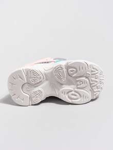 1 par de zapatillas deportivas gruesas con bloques de color rosa macaron y azul, zapatillas casuales transpirables de malla sin cordones, adecuadas para uso diario, deportes al aire libre, viajes, vacaciones, hogar, fiestas, nuevo estilo de primavera/otoño - Rosa - Ver 7