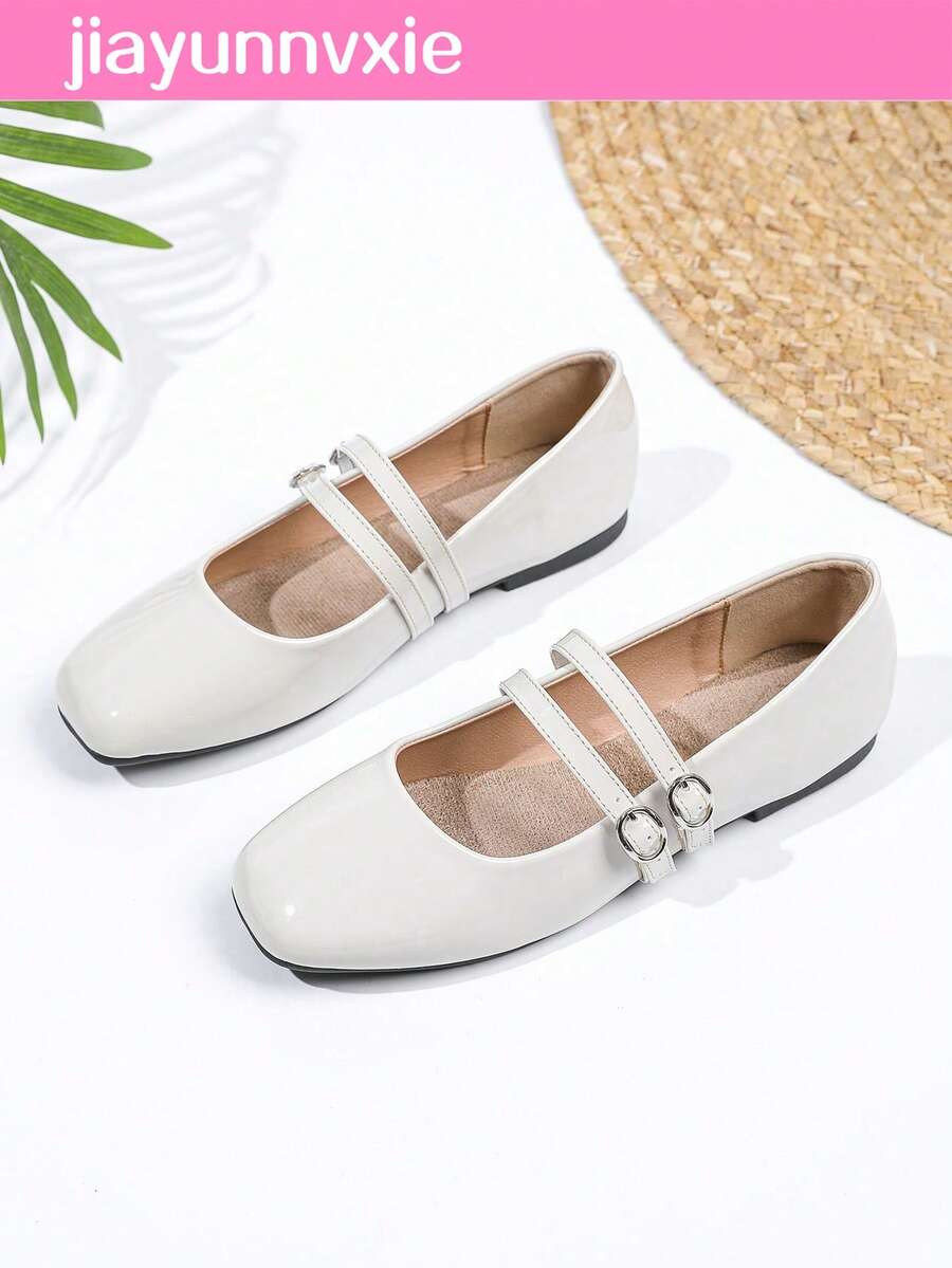 Women's Vintage Mary Jane Shoes With Double Strap, Suitable For All Seasons - Chantilly - View 1