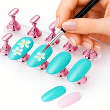 25件組美甲工具套組－雙頭點花筆、瑪瑙風調色盤、全方位美甲工具組，適用線條彩繪、漸層與美甲設計 - 彩色 - 查看 6