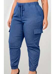 Women's Plus Size Cargo Jogger Pants G1 To G3 – Comfort And Style - Medium Blue - View 5