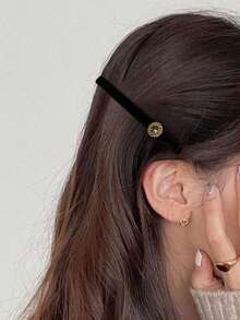 1 Pair Black Flocked Hair Clips - Side Bangs And Forehead Wispy Hair Clips, Women's Edge Hair Accessories - Multicolor - View 2