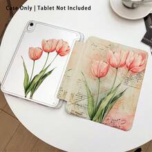 Pink Tulip And Other Pattern Painted Effect Tablet Protective Case With Stand, Compatible With Honor 8/9/10/X8/X8A/X9/X8Pro/X9Pro, MatePad SE 11"/MatePad 11"/11.5", MatePad Pro, Apple 10th/11th Gen 2025 (A16), Galaxy Tab A7/A9 And Other Popular Models - Style 30 - View 2