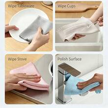 1/5pcs Thickened Microfiber Fish Scale Cleaning Cloth, Dual-Effect Water Absorption Without Lint, No Streaks When Wiping Kitchen Utensils, Mirrors, Car Windows, Powerful Oil Removal And Stain-Resistant, One Cloth For Kitchen, Bathroom And Car Cleaning - Multicolor - View 3