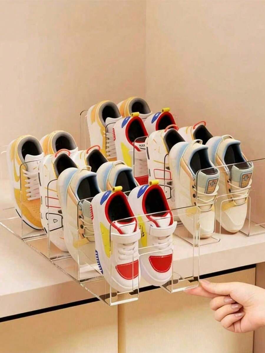 4-Tier Transparent Shoe Rack Set, Home Shoe Storage Rack, Suitable For Small Shoes (Not Suitable For Adult Shoes), Space-Saving Shoe Cabinet Storage Rack, Vertical Shoe Rack - Multicolor - View 1