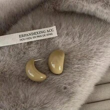 2PCS Atmosphere Half Circle Resin Earrings, Retro Chocolate Bean Earrings, Korean Minority High End Earrings For Women - Multicolor - View 8
