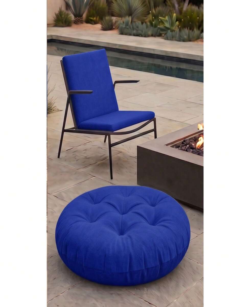 Ultra-Comfortable Round Seating Cushion - 40x40 Cm Fluffy Style - Blue - View 1