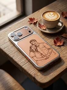 Personalized Custom Photo Phone Case Compatible With IPhone 17 16 15 14 13 12 Pro Max Laser Engraving Process DIY Line Drawing Design Luxury Plating Hard Plastic Transparent Matte Camera Protection Cover 17 Pro Max Gifts For Christmas Days - Silver - View 3