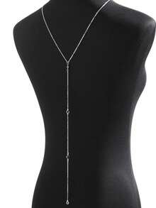 1 sợi dây xích đeo lưng đính đá rhinestone bằng thủy tinh thời trang tinh xảo, phụ kiện cho nữ đi tiệc và mặc hàng ngày, quà tặng lễ tết - Bạc - Xem 5