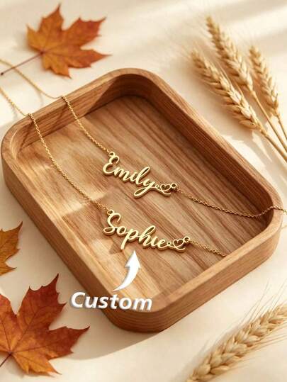 [Customized Necklace]Customized Personalized Stainless Steel Name Necklace With Heart Design - Customizable Engraving, Perfect For Casual Wear, Elegant And Charming, A Sparkling And Eye-Catching Accessory, Exquisitely Designed, Suitable As A Unique Gift And Easy To Match With Daily Outfits