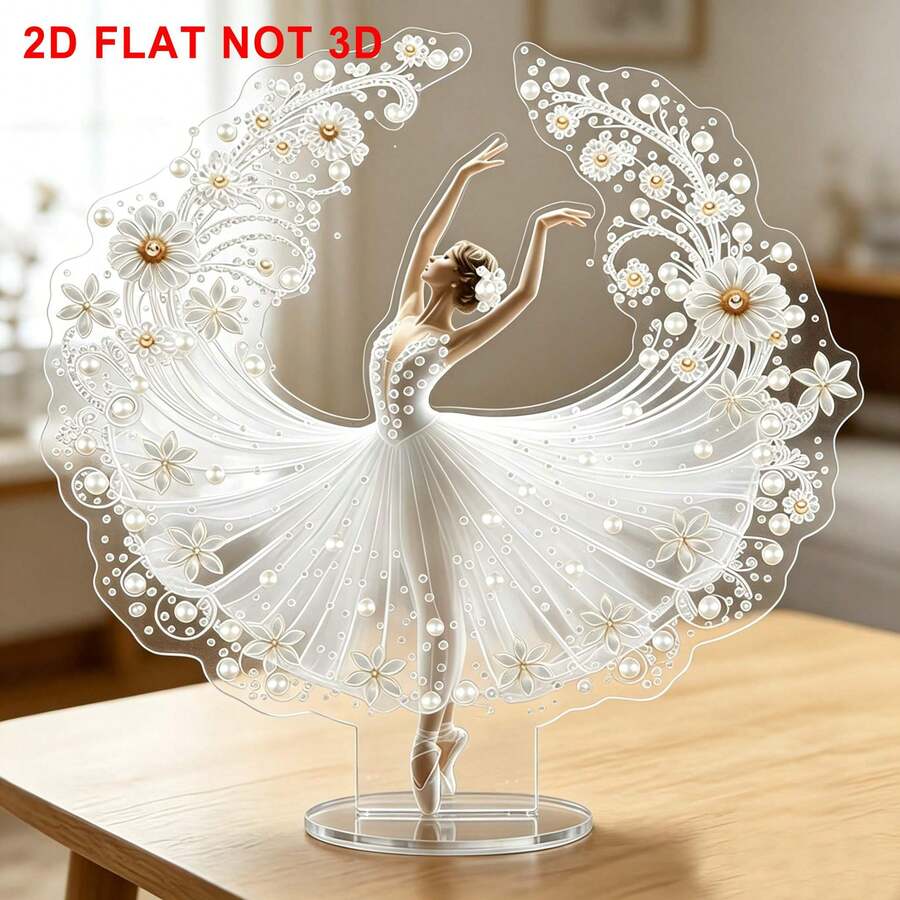 1pc Ballet Girl Acrylic Stand, Luxury Transparent Desktop Ornament, Living Room Study Desk Decor, Birthday Anniversary Gift For Girlfriend - A - View 1