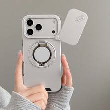 Order And Follow Store To Get Free Lanyard, Lens Slide Cover Push Window Magnetic Stand Anti-Drop Phone Case + Hand Strap Phone Case/Compatible With Apple 18PROMAX/18PRO/17PROMAX/16promax/15promax/14promax/13promax/12promax/11promax/Compatible With Samsung S26/2524321u Phone Case Compatible With Xiaomi 17TPRO Compatible With Honor 600PRO Compatible With Huawei Compatible With OPPO Compatible With Vivo Compatible With Moto Compatible With Transsion - Silver - View 2
