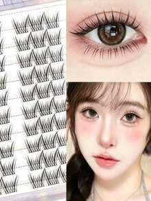 60 Clusters Sweet Little Cluster False Eyelashes, Lazy Pure Desire Style Elf Makeup Lashes, Natural Short Segmented Eyelash Set For Novice, Daily & Travel Cosmetic Gift For Dating Holiday - C - 查看 6
