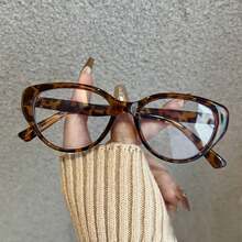 新款復古性感貓眼眼鏡框，日常配戴無度數眼鏡，黑色鏡框，復古時尚輕量眼鏡，女性眼鏡配件 - 彩色 - 查看 12