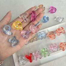 Acrylic Transparent Rainbow Large Hole Q-Version Letter Beads Straight Hole Beads Scattered Beads Handmade DIY Mobile Phone Chain Necklace Accessories - Multicolor - View 4