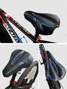1pc 3D Silicone Thickened Bicycle Seat Cover, Hollow Breathable Shock-Absorbing Cycling Saddle Cover For Mountain Bike And Road Bike - Multicolor - View 4