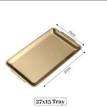 1pc Stainless Steel Gold Color Rectangular Tray, Thickened BBQ Tray, Snack Tray, Storage Tray, Suitable For Home, Kitchen, Restaurant, Hotel, Kitchen Supplies, Tableware Accessories - Multicolor - View 18